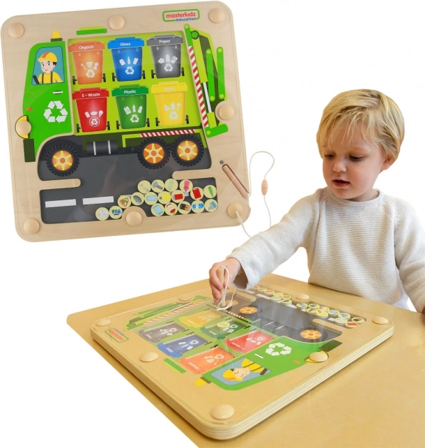 Masterkidz Mágneses Tábla Hulladékválogatás Újrahasznosító Teherautó Montessori