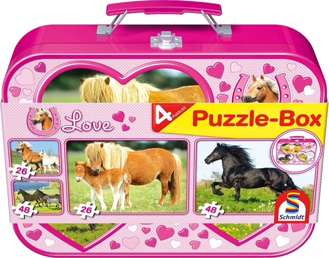 Schmidt ló puzzle szett fém bőröndben