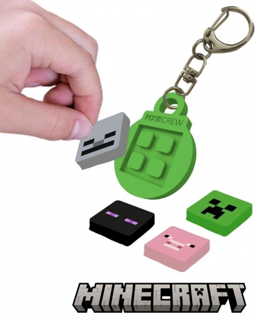 PIXIE CREW kerek kulcstartó tematikus multipixelekkel MINECRAFT