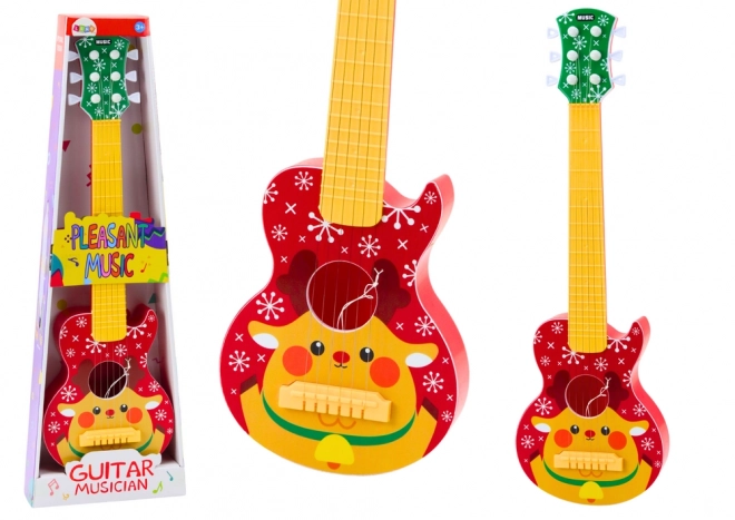 Gyerek Játék Gitár Állítható Húrok Szarvas Piros