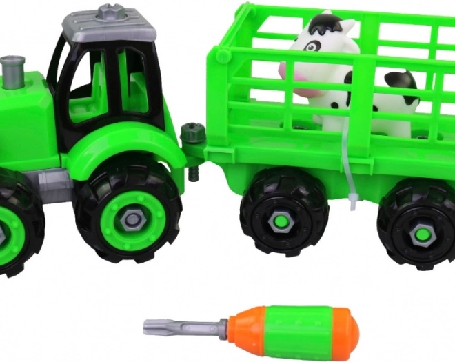 Csavarozható traktor utánfutóval gyerekeknek