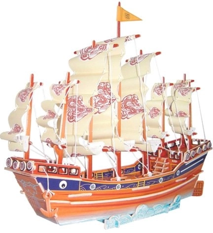 Színes fa 3D puzzle - Ming dinasztia vitorlás