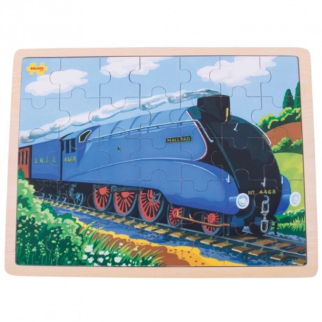 Bigjigs fa puzzle - Történelmi Mallard vonat, 35 darabos