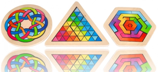 Goki hatszögletű fa mozaik puzzle fejtörő - 18 darabos