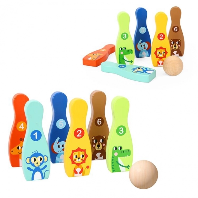 Tooky Toy állatos fa tekék gyerekeknek