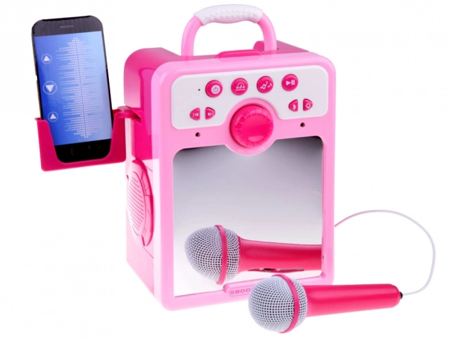 Rózsaszín gyerek Boombox hangszóró mikrofonnal
