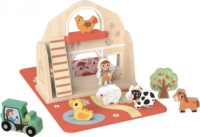 Tooky Toy Fa Összerakható Tanyája Állatfigurákkal