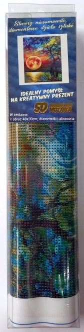 Diamant festés – Színes telihold a tó fölött 30x40cm