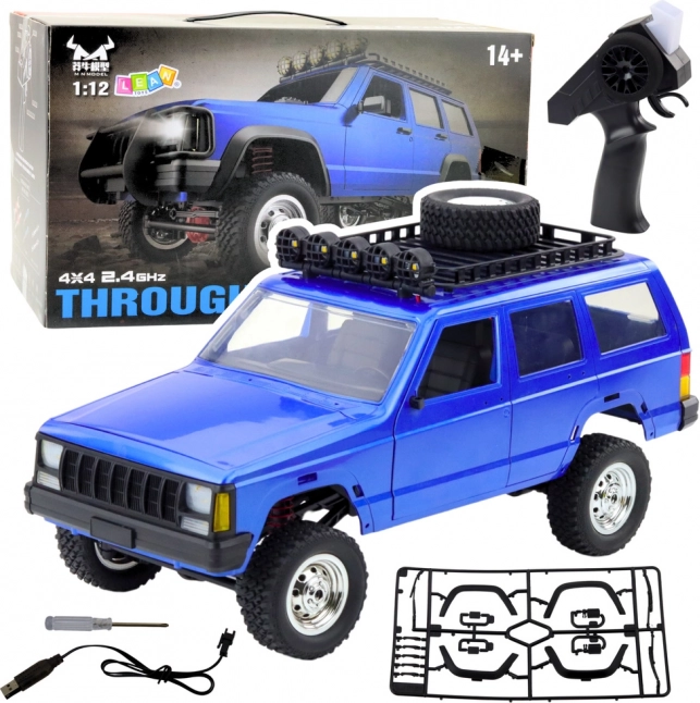 RC versenyautó 4x4 MN78 kék 1:12