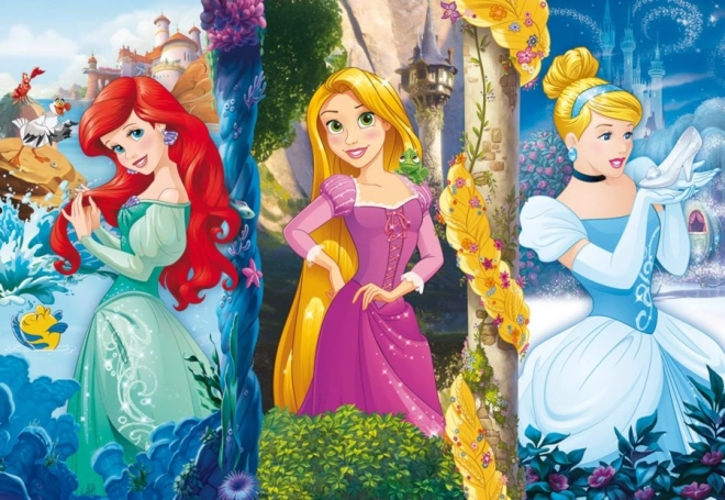 Disney hercegnők Ariel, Aranyhaj és Hamupipőke MAXI 60 darabos puzzle