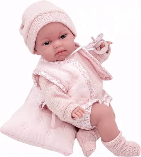 realisztikus baba újszülött mozgó funkcióval és puha textil testtel 34 cm