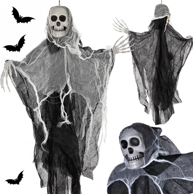 Halloweeni függő dekoráció vigyorgó koponyás szellemmel 80 cm