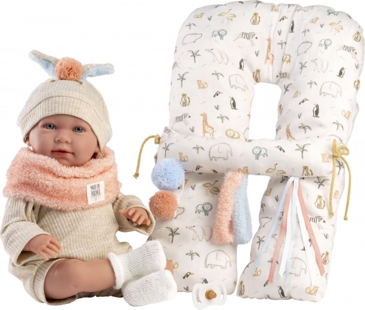 Realisztikus baba csecsemő hangokkal és puha szövet testtel 42 cm