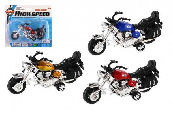 Műanyag motorka 14cm hátrahúzós 3 szín kártyán