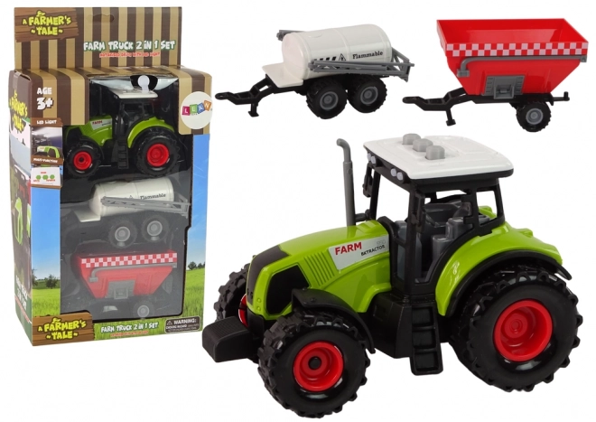 Nagy traktor LED fényekkel és hangokkal - 2 mezőgazdasági gépből álló készlet