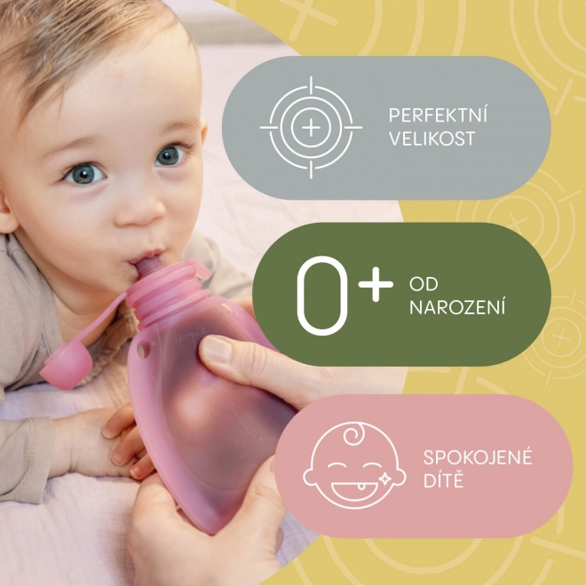 Újratölthető szilikon babatáplálék tasak, átlátszó zöld
