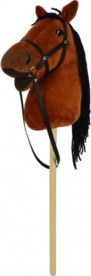 Plüss póni rúdon 70 cm hanggal, sötétbarna