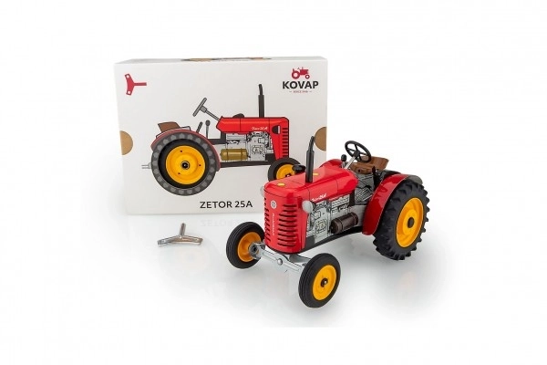 Zetor 25A piros fém traktor kulccsal