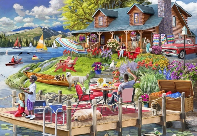 Puzzle Hegyi Menedékház a Tónál 1000 Darab Bluebird