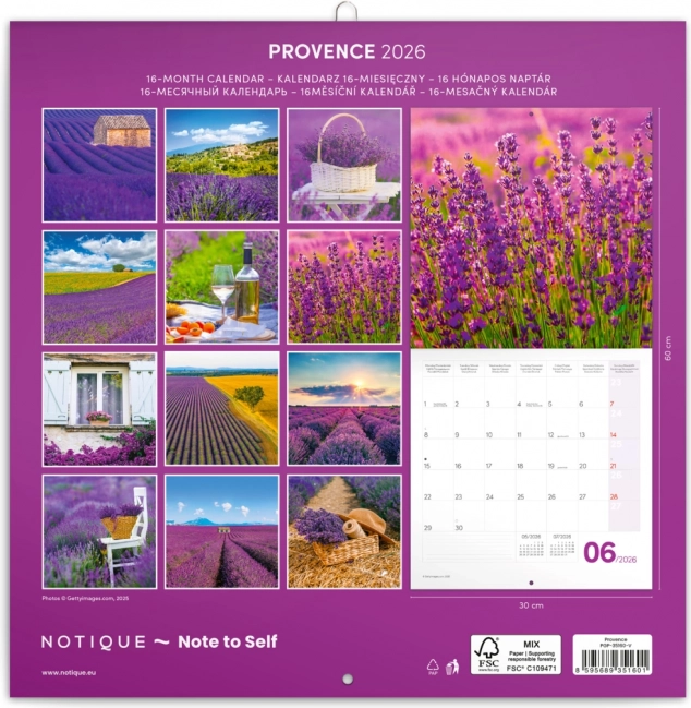 Jegyzetes naptár Provence 2026