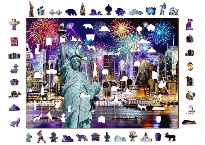 fából készült éjszakai New York 2 az 1-ben puzzle, 1010 darab