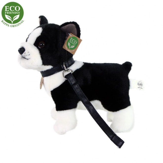 Plüss francia bulldog kutya pórázzal 23 cm