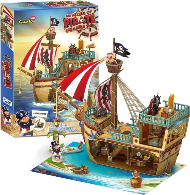 3D puzzle kalózhajó kincssel