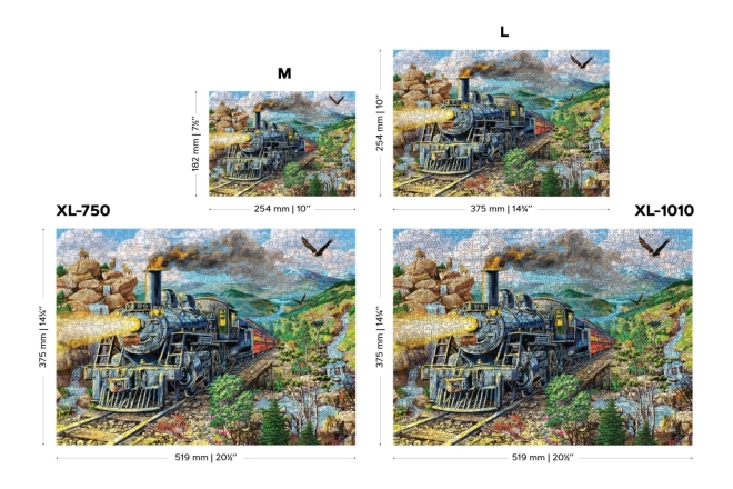 Wooden City Fa puzzle Vasút 2 az 1-ben, 200 darab EKO