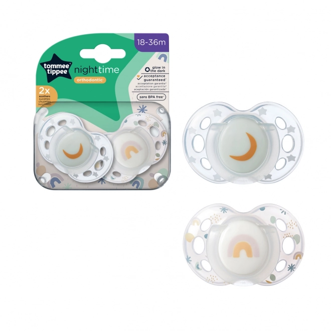 Szimmetrikus Ortodontikus Szilikon Cumi 2db - 18-36 Hónapos - Tommee Tippee Night Fénylő