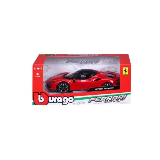 Bburago Ferrari SF90 Stradale piros autómodell 1:24