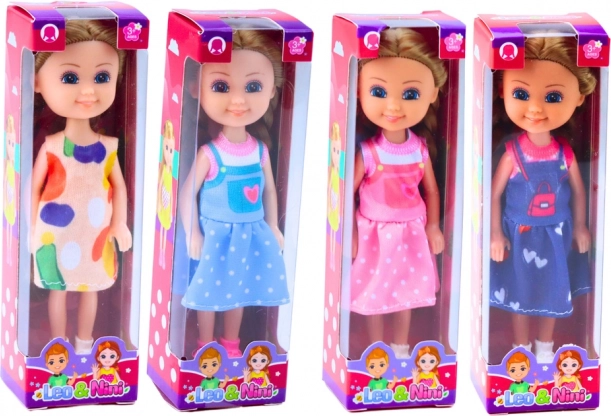 Mini baba hosszú hajjal és ruhában 15 cm