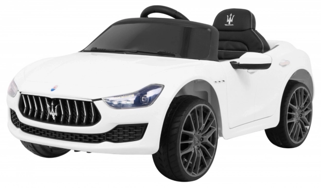 Maserati Ghibli akkumulátor gyermekeknek Fehér + Távirányító + Lassú indítás + EVA + MP3 USB + LED