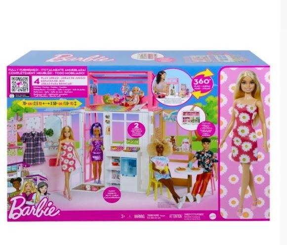 Barbie babaház baba és kölyökkutya játékkészlet