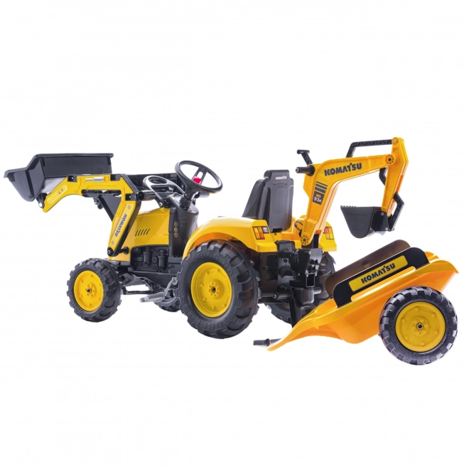Komatsu pedál traktor elülső és hátsó kanállal és hengerrel