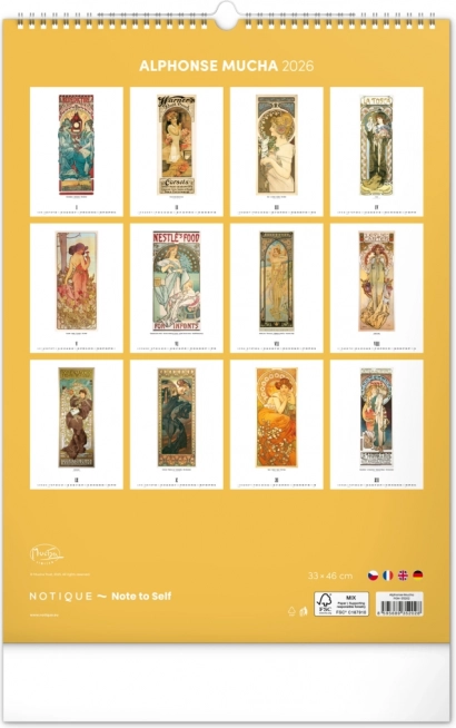Alfons Mucha 2026 fali naptár