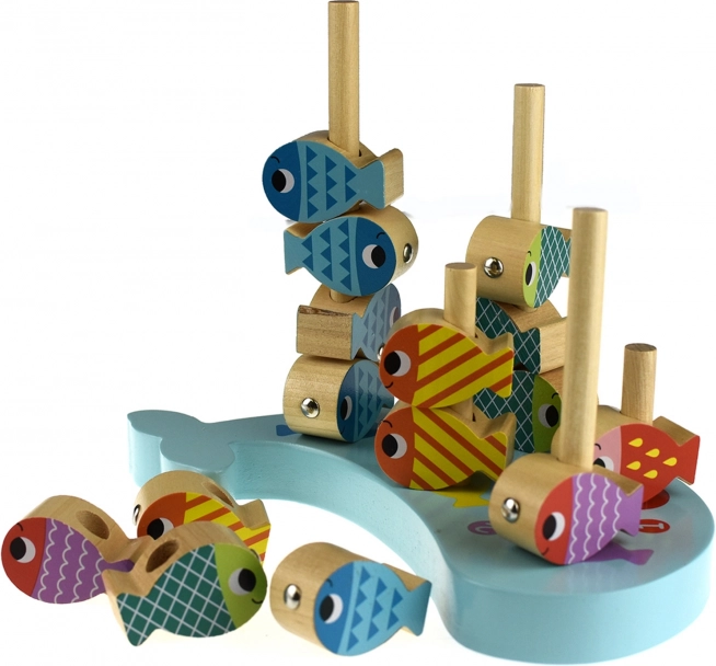Tooky Toy Fa Játék Bálna és Halacskák Multifunkciós 4 az 1-ben