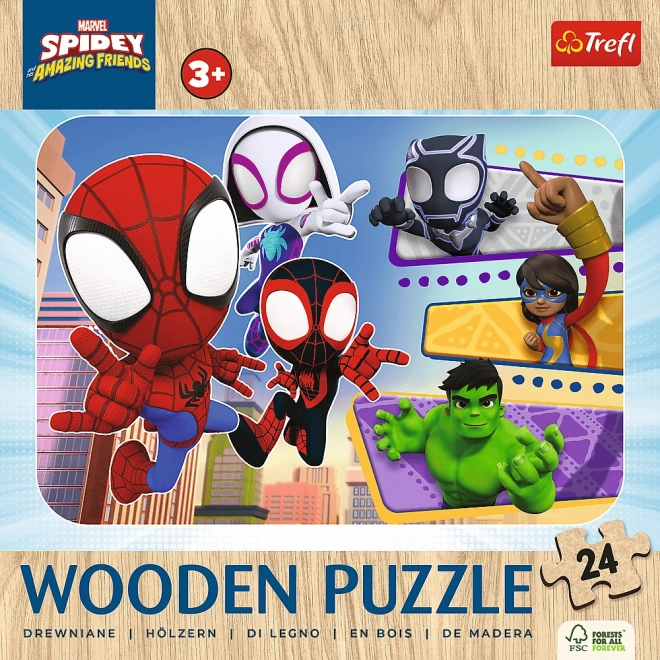 Spidey és csodálatos barátai fából készült puzzle 24 darabos