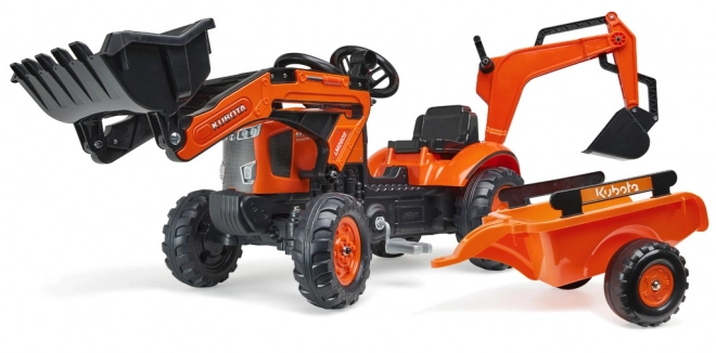 Kubota játék traktor utánfutóval és markolóval