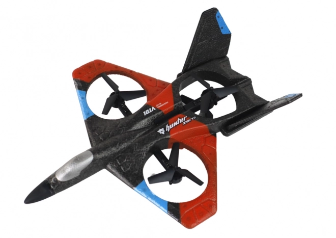 piros rc vadászgép négyrotoros drón