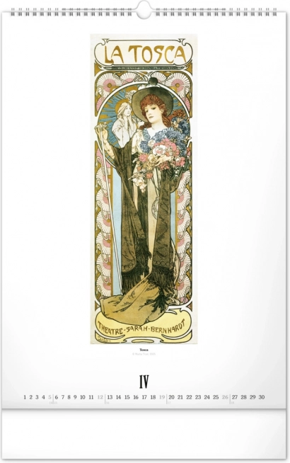 Alfons Mucha 2026 fali naptár