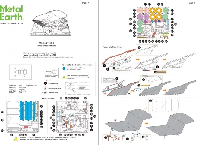 Fém 3D puzzle bányász rakodó színes