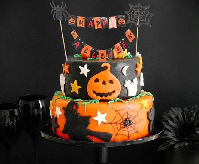 halloween torta dekoráció topper girland papírból