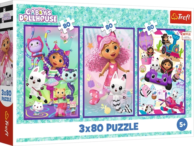 Puzzle 3×80 – színes napok GABBY (Gabi macskakuckója)