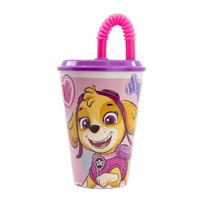 Paw Patrol Skye rózsaszín gyermek ivópohár szívószállal