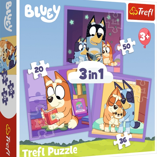Puzzle TREFL Ismerkedj meg Bluey-val 3 az 1-ben