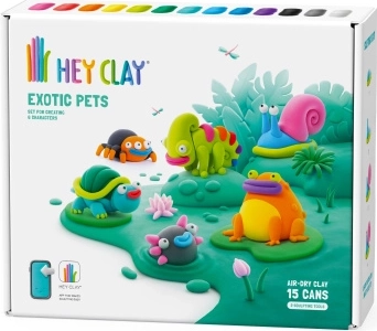 Hey Clay gyurma – egzotikus állatok, 15 tégelyes készlet