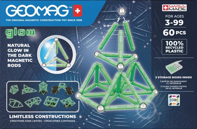 Világító újrahasznosított mágneses kockák 60 darab Geomag