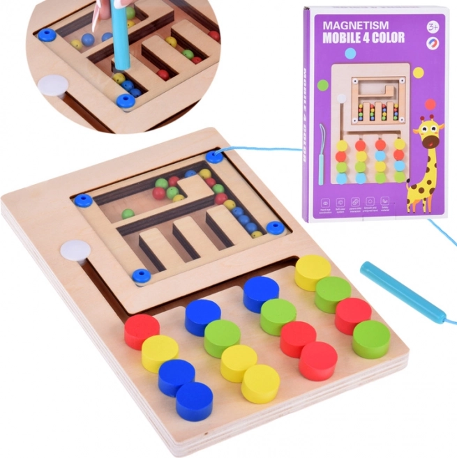 Fa Mágneses Montessori Játék Golyszikkal