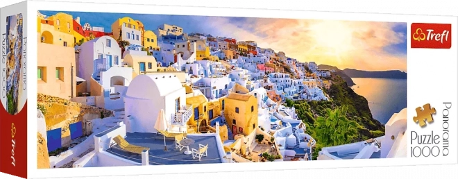 Panoráma puzzle - Naplemente Santorini felett