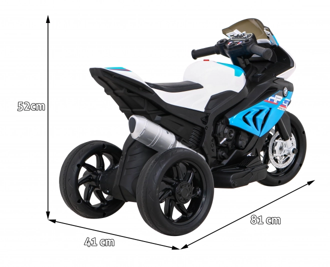 BMW HP4 Gyerekeknek elektromos motor kék + 3 kerék + LED + MP3 USB + Eco bőr